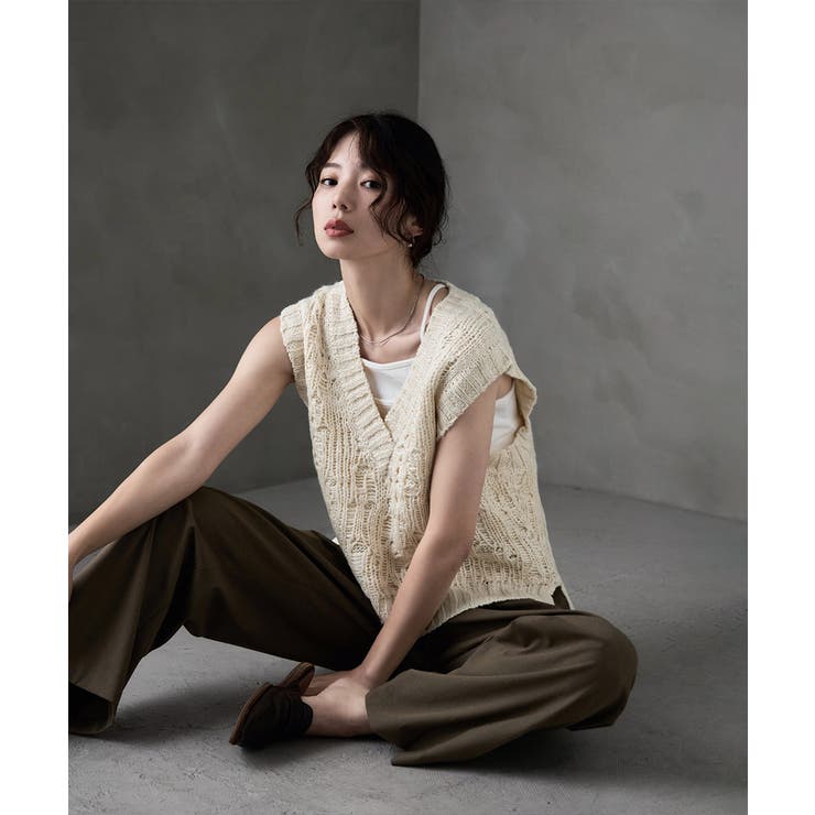 etoll エトル ロービングヤーンVネックニットベスト | Fashion Letter | 詳細画像5