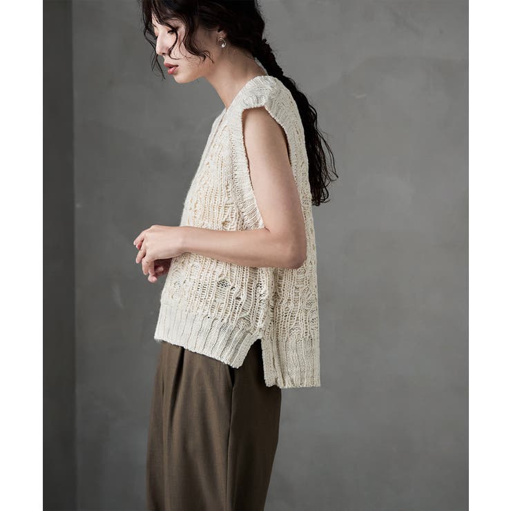 etoll エトル ロービングヤーンVネックニットベスト | Fashion Letter | 詳細画像14