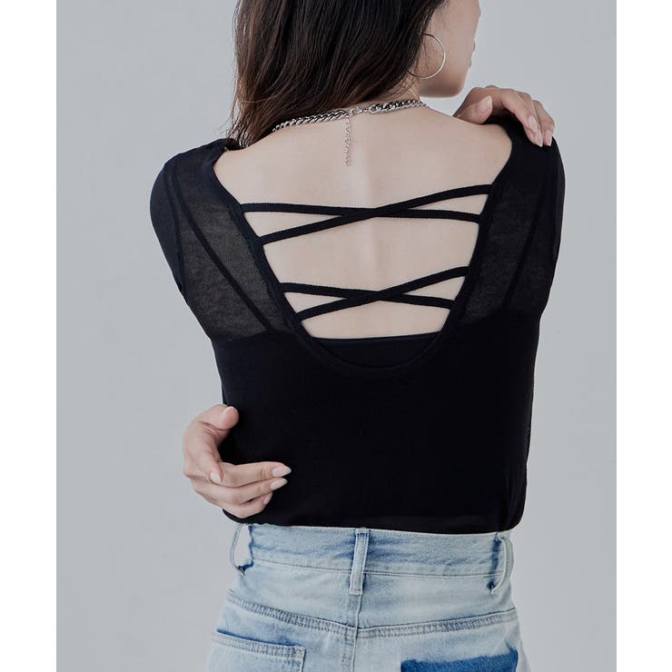 etoll エトル バックオープンクロスシアーニット | Fashion Letter | 詳細画像11 