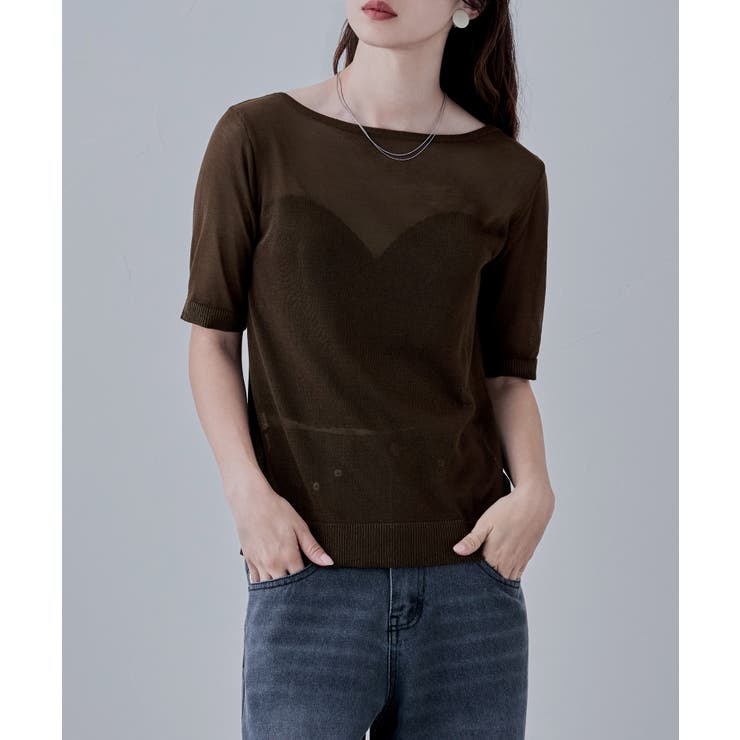 ブラウン | etoll エトル バックオープンクロスシアーニット | Fashion Letter