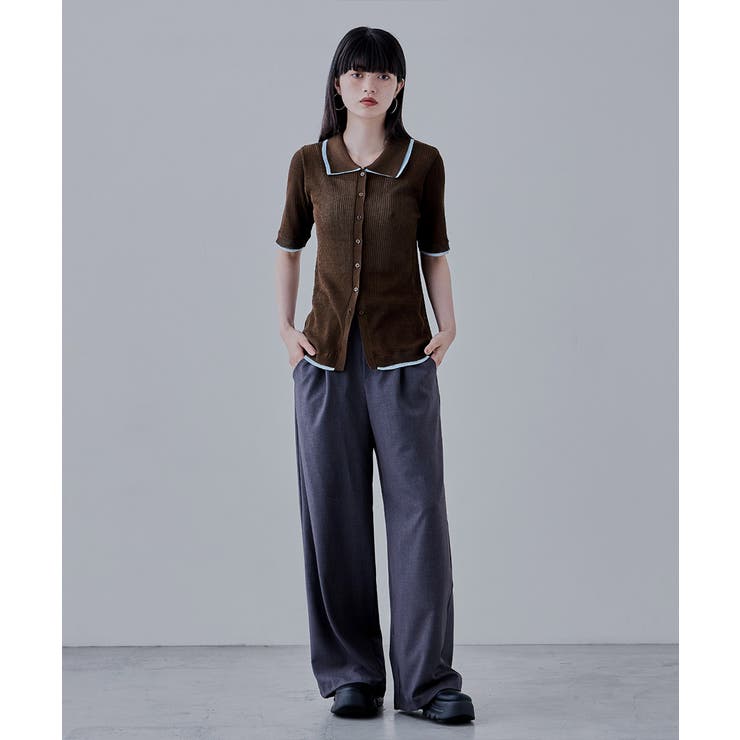 etoll エトル バイカラーシアーニットカーディガン | Fashion Letter | 詳細画像13 