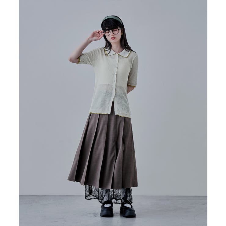 etoll エトル バイカラーシアーニットカーディガン | Fashion Letter | 詳細画像16 