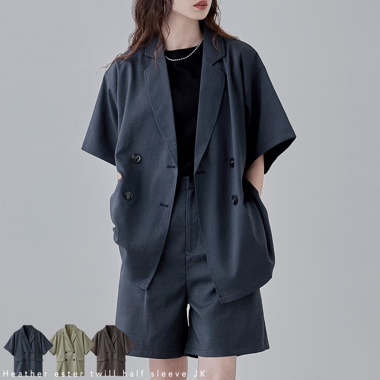 etoll エトル ヘザーエステルツイルハーフスリーブジャケット | Fashion Letter | 詳細画像1 