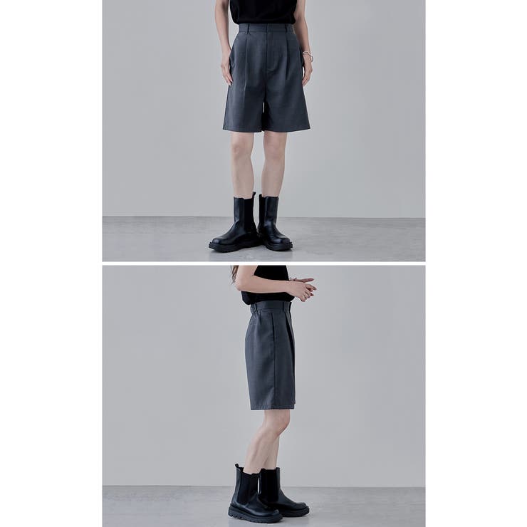 etoll エトル ヘザーエステルツイルタックハーフパンツ | Fashion Letter | 詳細画像3 