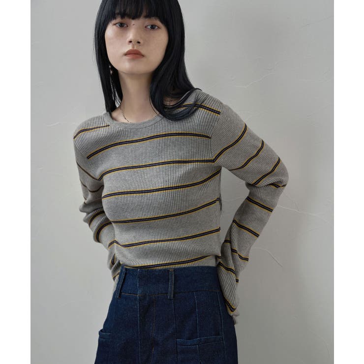 etoll エトル 2wayボーダーバックオープンリブニット | Fashion Letter | 詳細画像9 