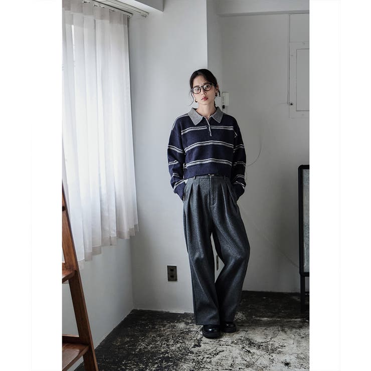 etoll エトル マルチボーダーポロ襟ニット | Fashion Letter | 詳細画像5 