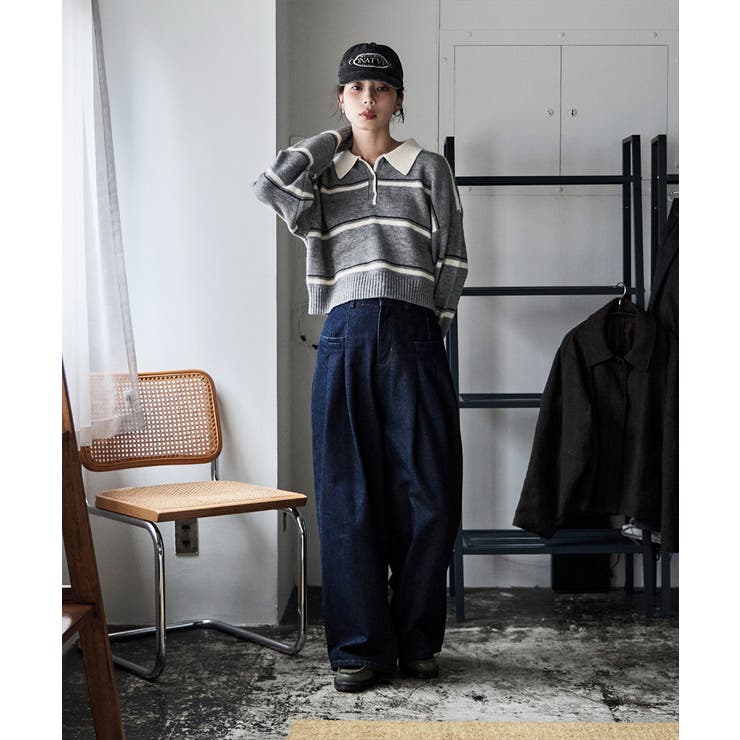 etoll エトル マルチボーダーポロ襟ニット | Fashion Letter | 詳細画像9 