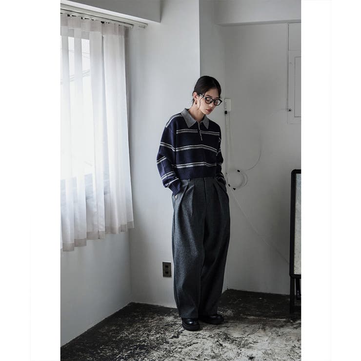 etoll エトル マルチボーダーポロ襟ニット | Fashion Letter | 詳細画像14 