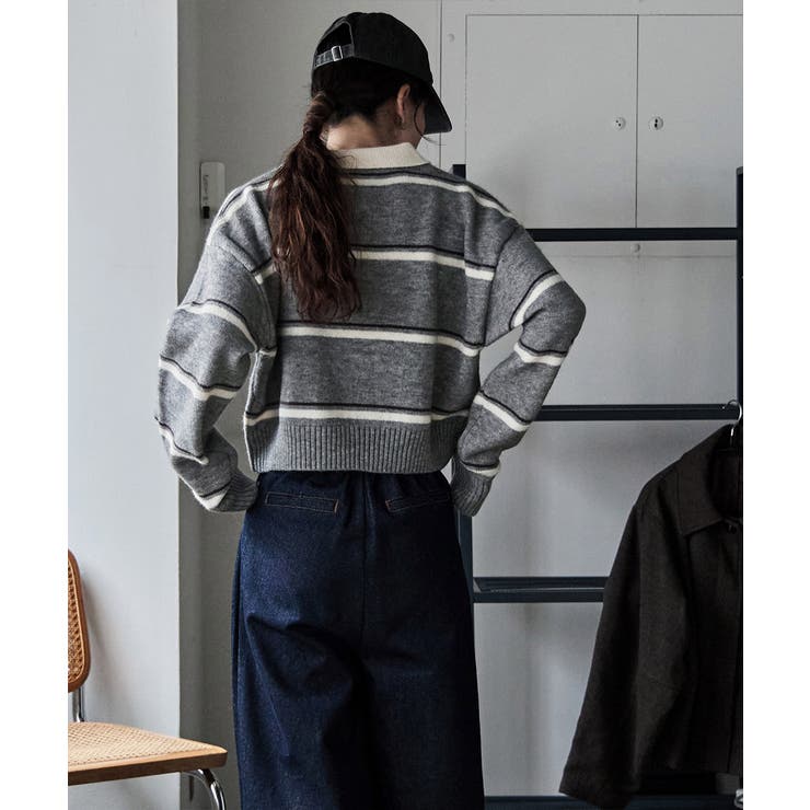 etoll エトル マルチボーダーポロ襟ニット | Fashion Letter | 詳細画像16 