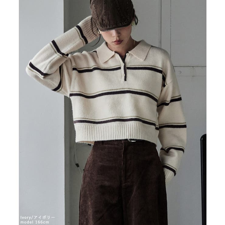 etoll エトル マルチボーダーポロ襟ニット | Fashion Letter | 詳細画像17 