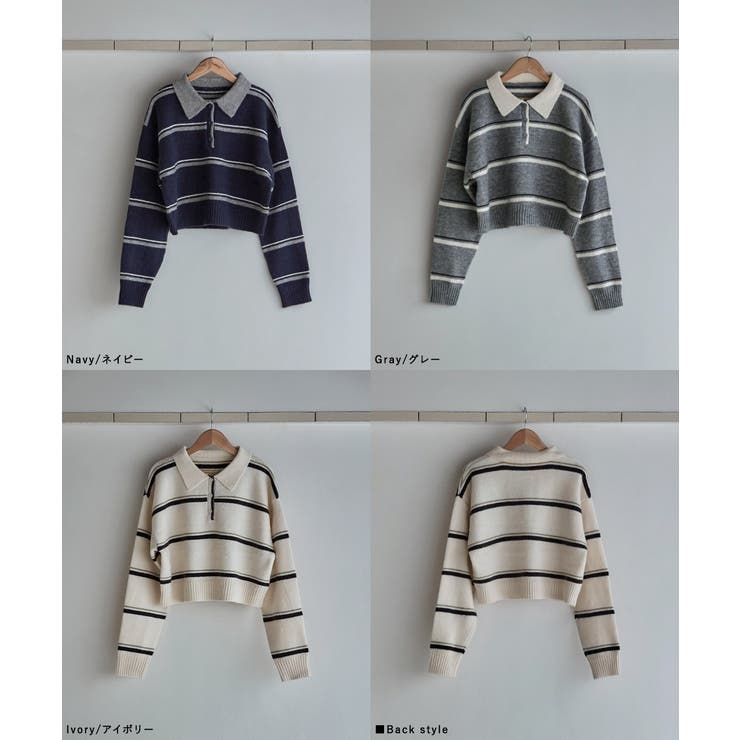 etoll エトル マルチボーダーポロ襟ニット | Fashion Letter | 詳細画像19 