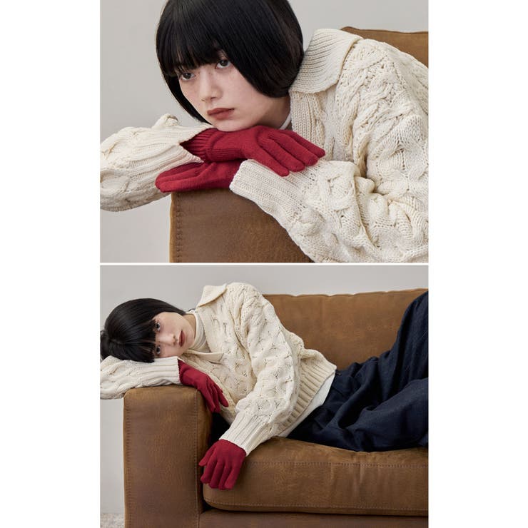 etoll エトル スマホ対応フィンガースリットカラーニットロンググローブ | Fashion Letter | 詳細画像6 