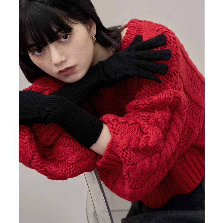 etoll エトル スマホ対応フィンガースリットカラーニットロンググローブ | Fashion Letter | 詳細画像18 