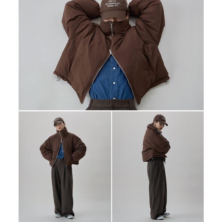 etoll エトル チェック柄リップルショートパフブルゾン | Fashion Letter | 詳細画像8 