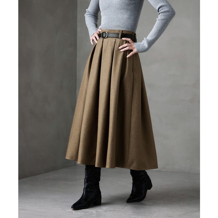 ReLondonタックスカート etoll エトル ヘザーツイルタックスカート[品番：FT000010510