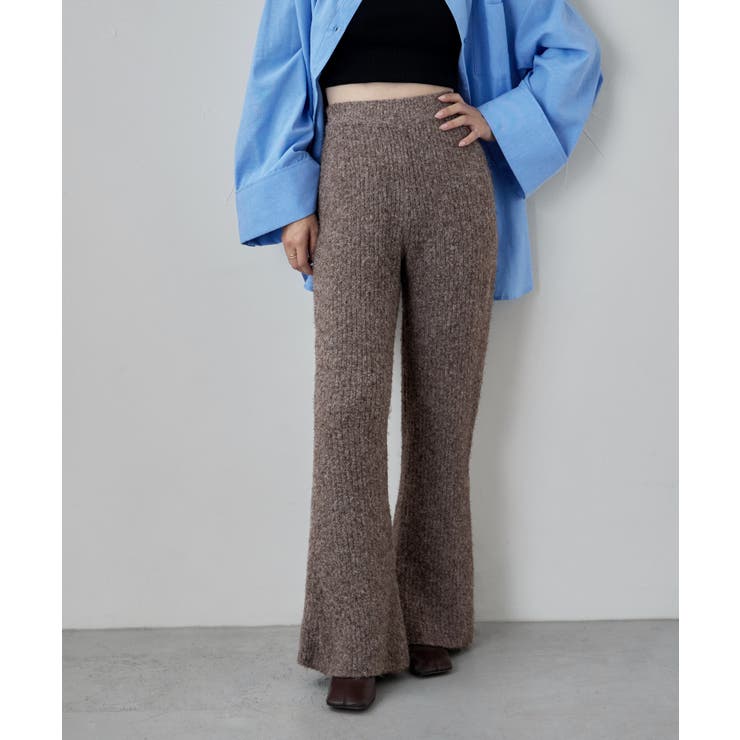 ブラウン | etoll エトル リブニットフレアパンツ | Fashion Letter