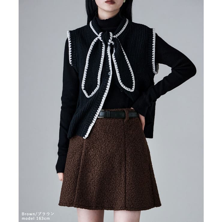 etoll エトル ループツイードミニフレアスカート | Fashion Letter | 詳細画像8 