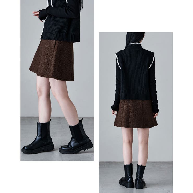 etoll エトル ループツイードミニフレアスカート | Fashion Letter | 詳細画像10 