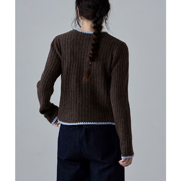 etoll エトル 配色ステッチニットカーディガン | Fashion Letter | 詳細画像6 