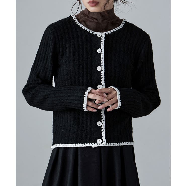 etoll エトル 配色ステッチニットカーディガン | Fashion Letter | 詳細画像16 