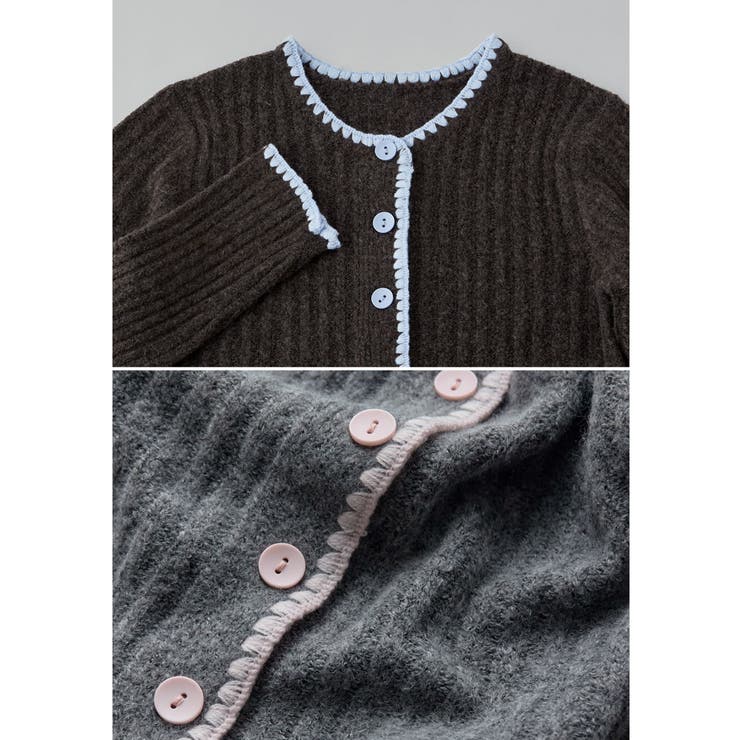 etoll エトル 配色ステッチニットカーディガン | Fashion Letter | 詳細画像20 