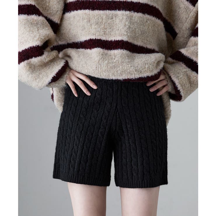 ブラック | etoll エトル アルパカタッチケーブルショートパンツ | Fashion Letter
