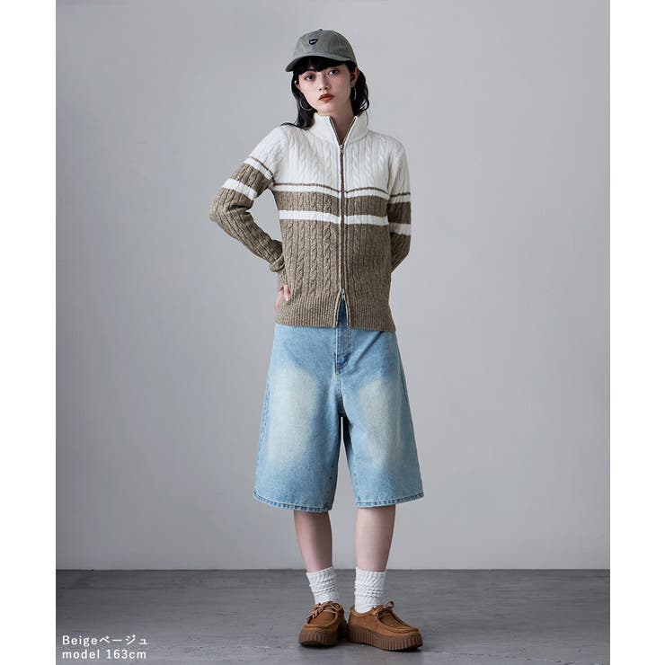 etoll エトル バイカラーWジップトラックニットカーディガン | Fashion Letter | 詳細画像8 