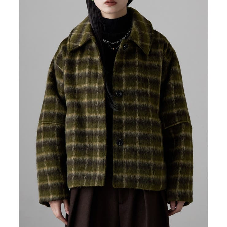 etoll エトル チェックシャギーコクーンスリーブジャケット | Fashion Letter | 詳細画像13 