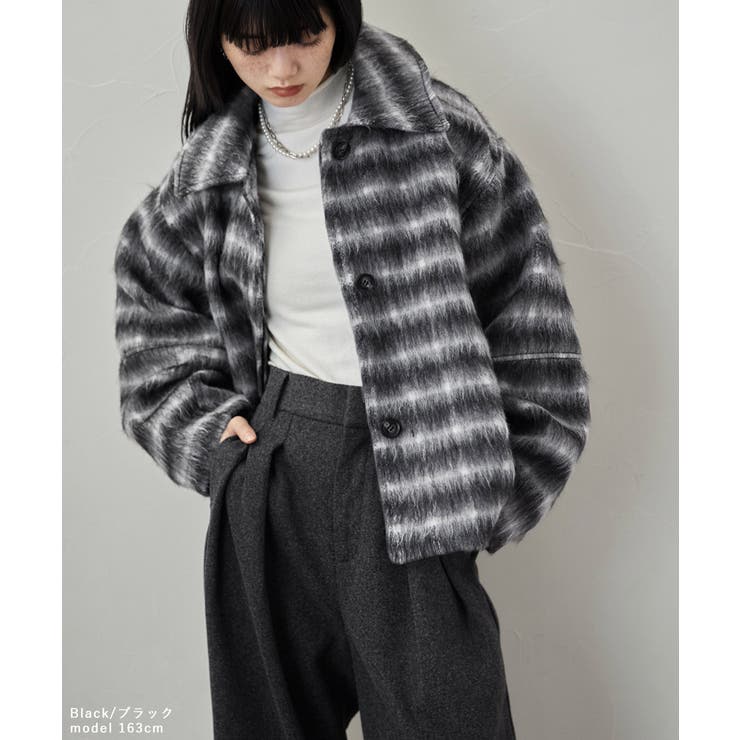 etoll エトル チェックシャギーコクーンスリーブジャケット | Fashion Letter | 詳細画像14 