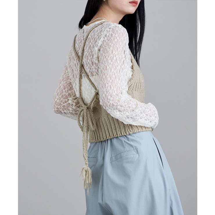 etoll エトル バックリボンローゲージニットビスチェ | Fashion Letter | 詳細画像7 