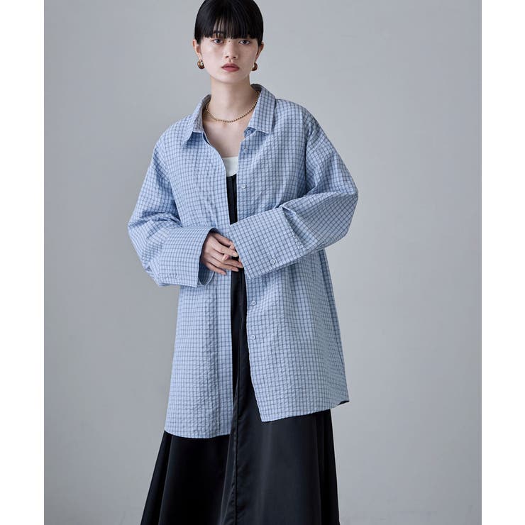 etoll エトル チェック柄ボウタイ付きオーバーシャツ | Fashion Letter | 詳細画像9 