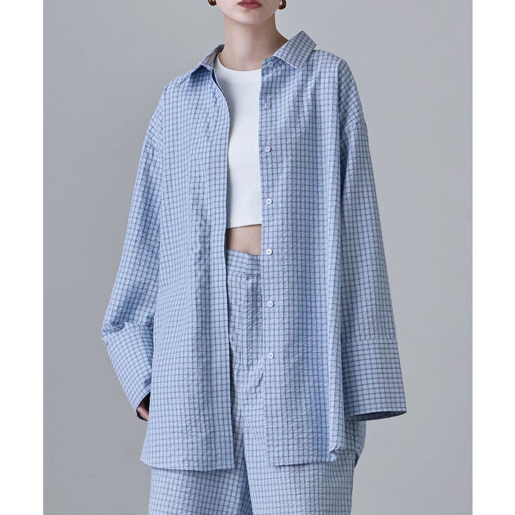 etoll エトル チェック柄ボウタイ付きオーバーシャツ | Fashion Letter | 詳細画像11 