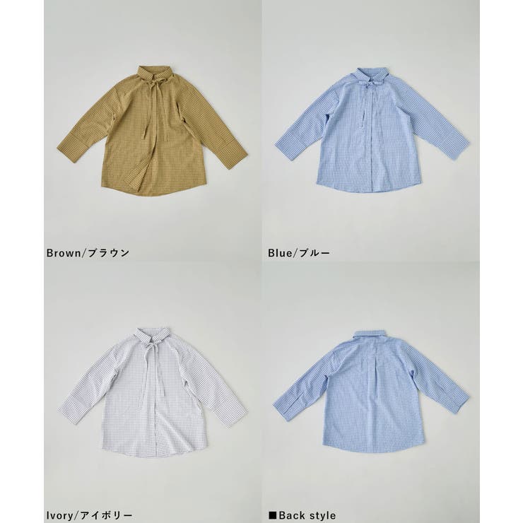 etoll エトル チェック柄ボウタイ付きオーバーシャツ | Fashion Letter | 詳細画像18 
