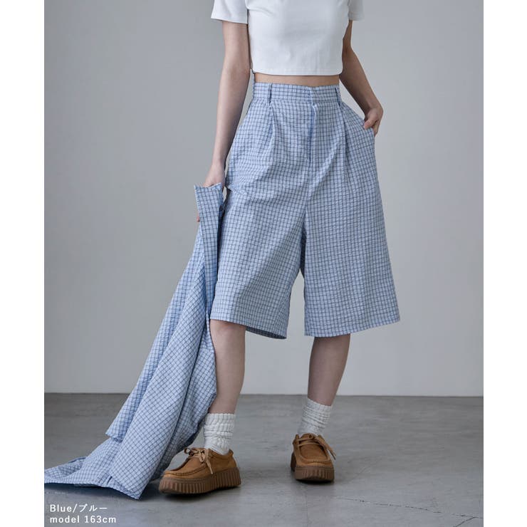 etoll エトル チェック柄タックハーフパンツ | Fashion Letter | 詳細画像2 