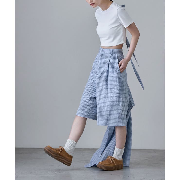 etoll エトル チェック柄タックハーフパンツ | Fashion Letter | 詳細画像3 