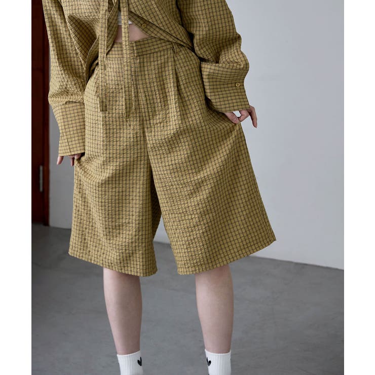 etoll エトル チェック柄タックハーフパンツ | Fashion Letter | 詳細画像9 