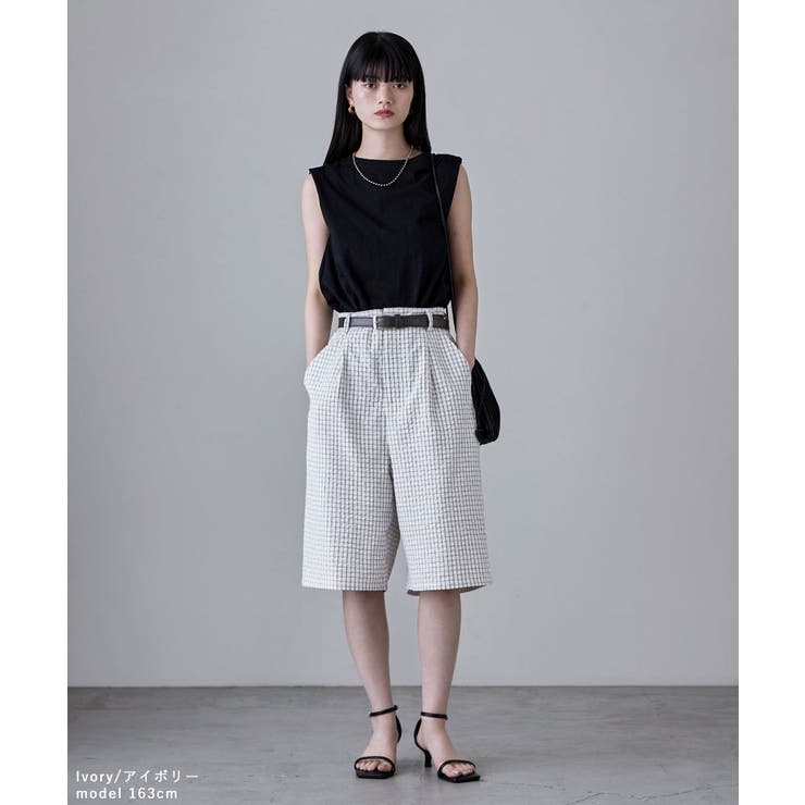 etoll エトル チェック柄タックハーフパンツ | Fashion Letter | 詳細画像13 
