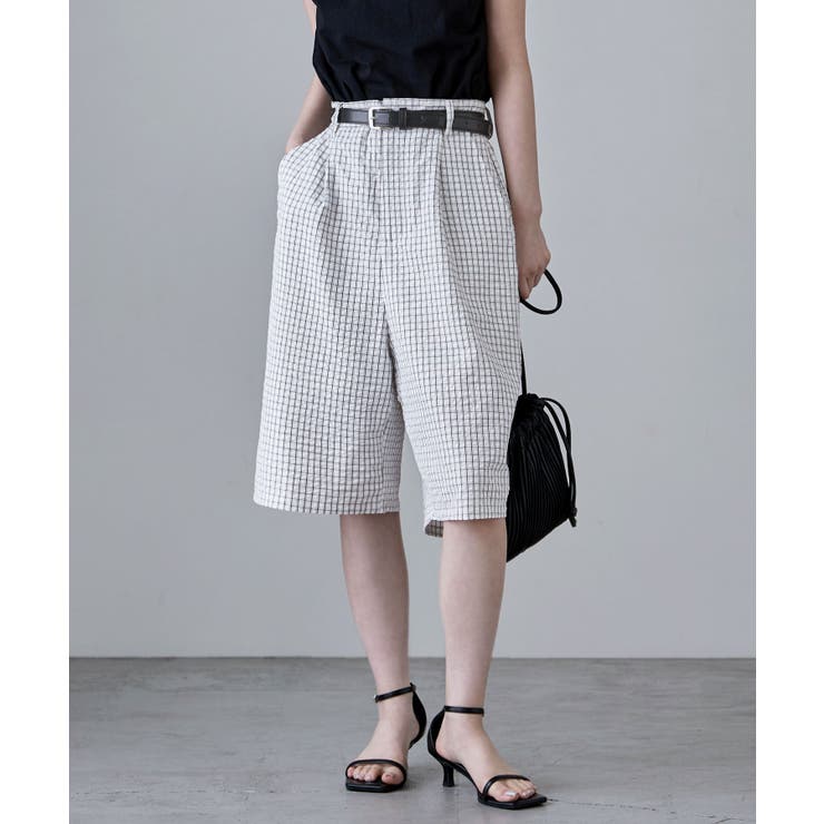 アイボリー | etoll エトル チェック柄タックハーフパンツ | Fashion Letter