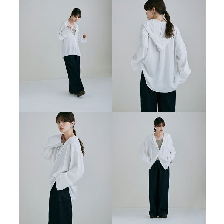 etoll エトル メルティングシアーフードオーバーシャツ | Fashion Letter | 詳細画像10 