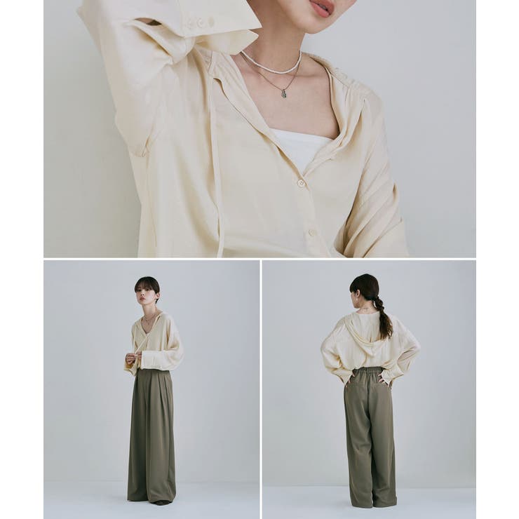 etoll エトル メルティングシアーフードオーバーシャツ | Fashion Letter | 詳細画像12 