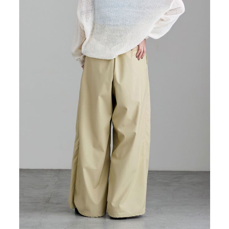 etoll エトル ウォッシャブルフェイクレザータックワイドパンツ | Fashion Letter | 詳細画像9 