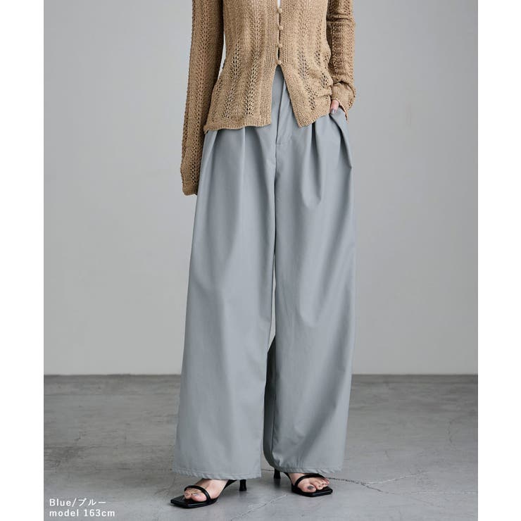 etoll エトル ウォッシャブルフェイクレザータックワイドパンツ | Fashion Letter | 詳細画像13 