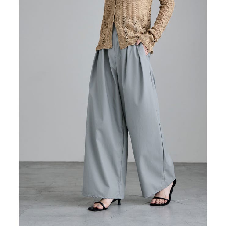 etoll エトル ウォッシャブルフェイクレザータックワイドパンツ | Fashion Letter | 詳細画像14 