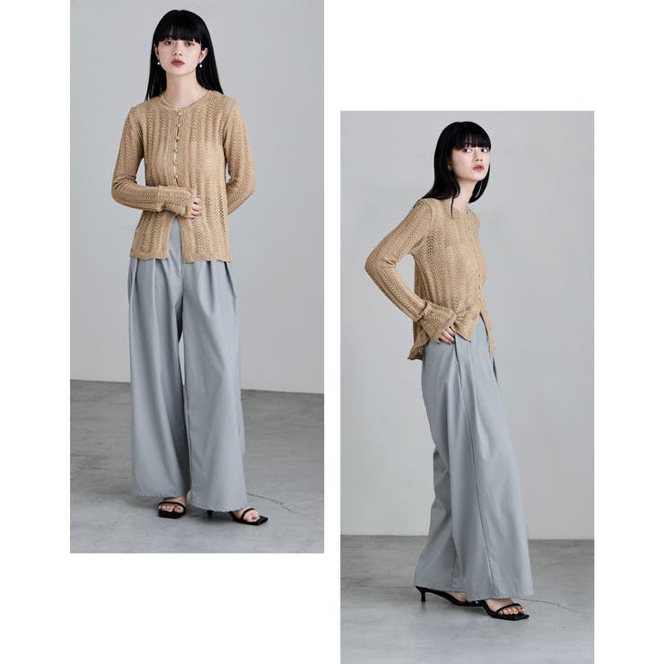 etoll エトル ウォッシャブルフェイクレザータックワイドパンツ | Fashion Letter | 詳細画像16 