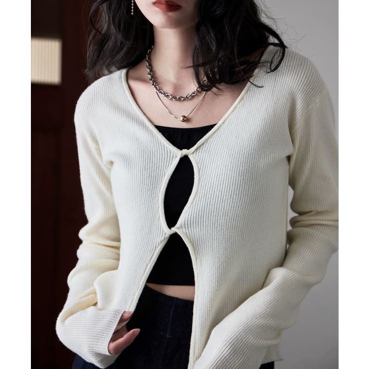 アイボリー | etoll エトル ツイストデザインリブニット | Fashion Letter