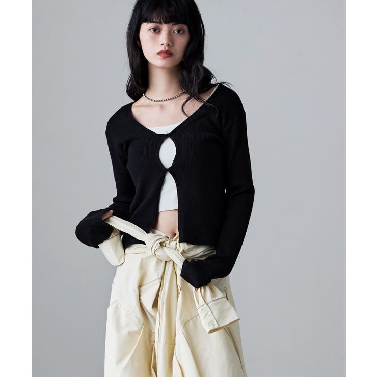 ブラック | etoll エトル ツイストデザインリブニット | Fashion Letter