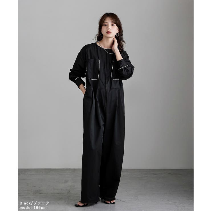 etoll エトル カラーパイピングツイルジャンプスーツ | Fashion Letter | 詳細画像2 