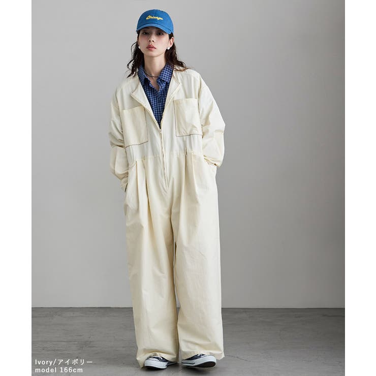 etoll エトル カラーパイピングツイルジャンプスーツ | Fashion Letter | 詳細画像7 