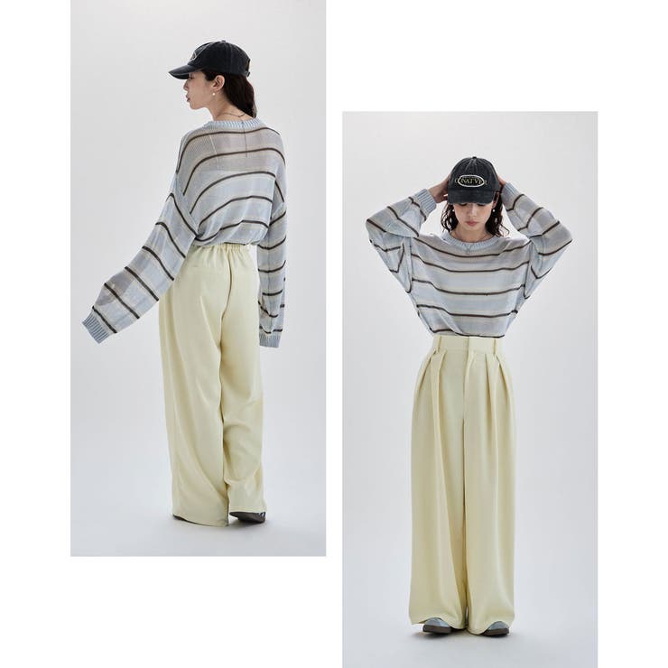 etoll エトル ボーダーメッシュニットプルオーバー | Fashion Letter | 詳細画像4 