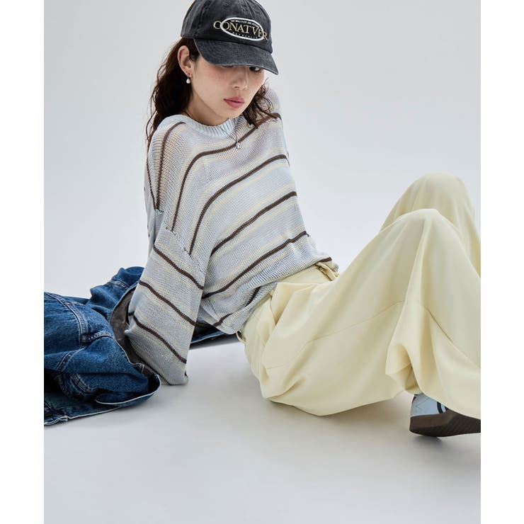 etoll エトル ボーダーメッシュニットプルオーバー | Fashion Letter | 詳細画像6 